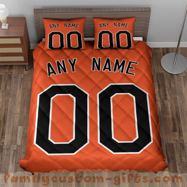 Custom Quilt Sets Baltimore Jersey Personalized Baseball Premium Quilt Bedding for Men Women